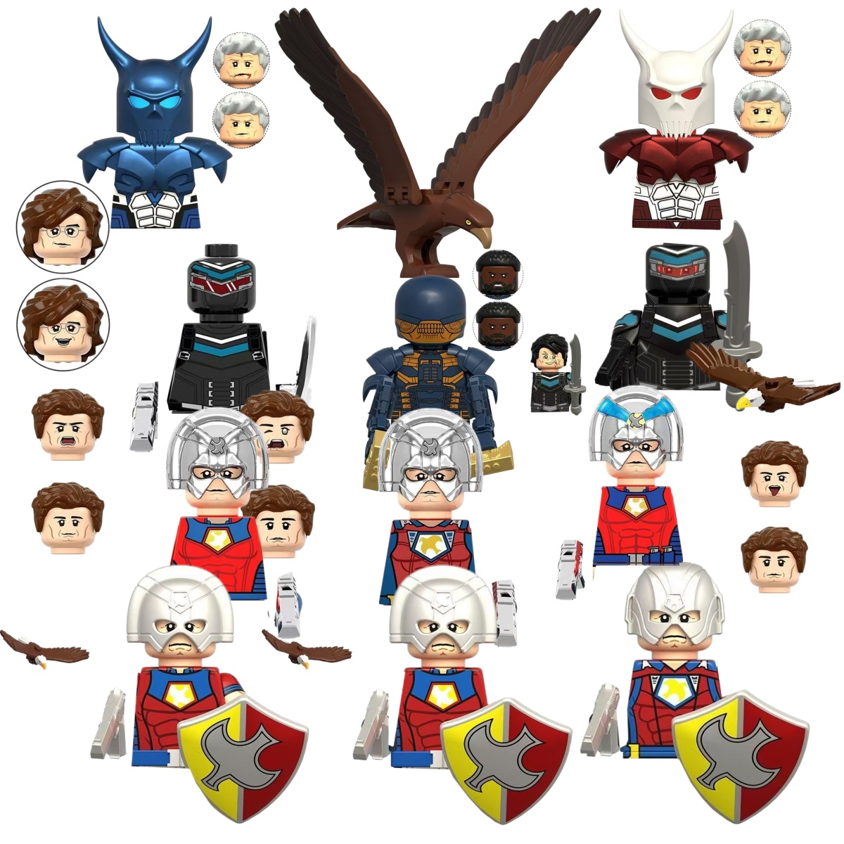 Lego Minifigure Holder - SuicideSquad Peacemaker Naga Biru Naga Putih