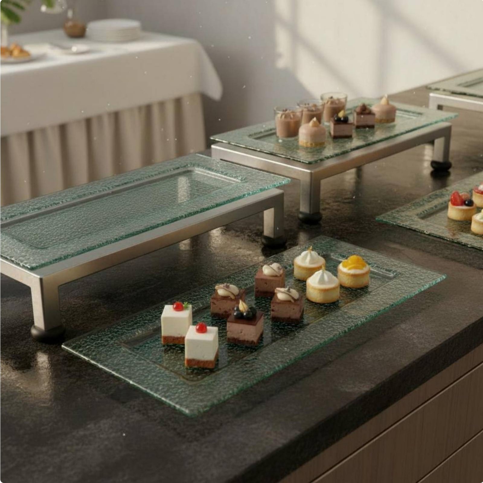 Display Risers Set - Rak Sajian 3 Tingkat Multifungsi, Rak