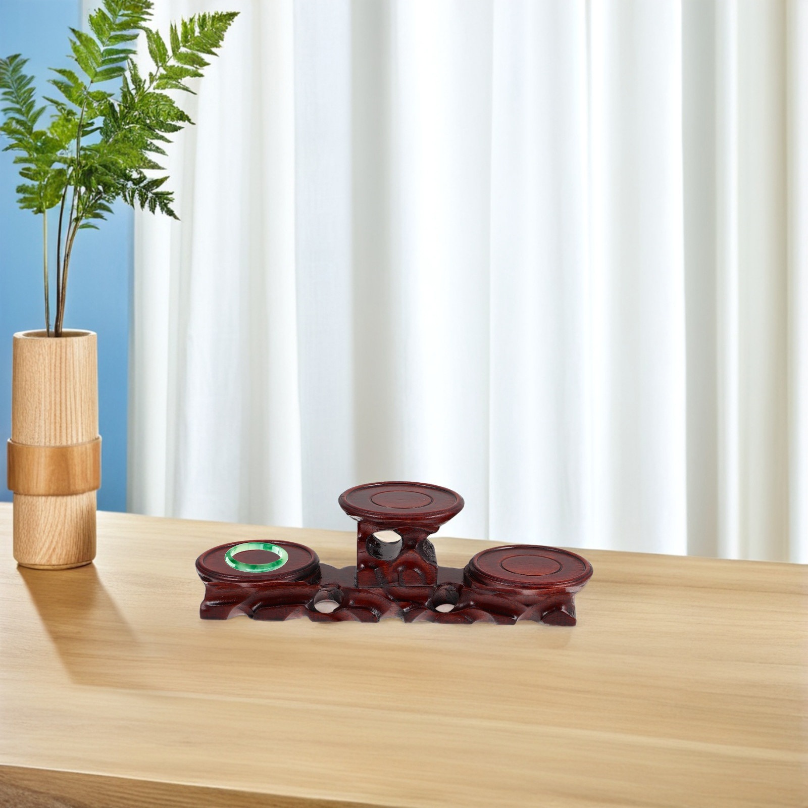 Alas Pajangan Bundar Kayu Soli - Display Risers Set ulasan dan harga