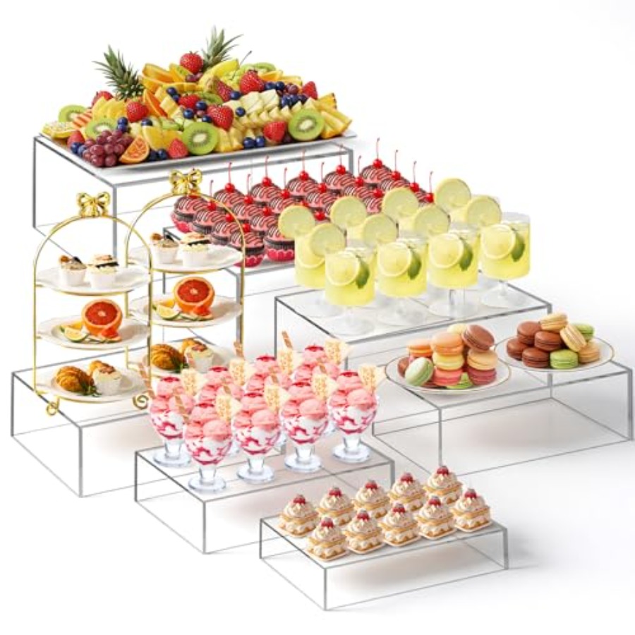 7 Pcs Set Alas Sajian Buffet E - Display Risers Set ulasan dan harga