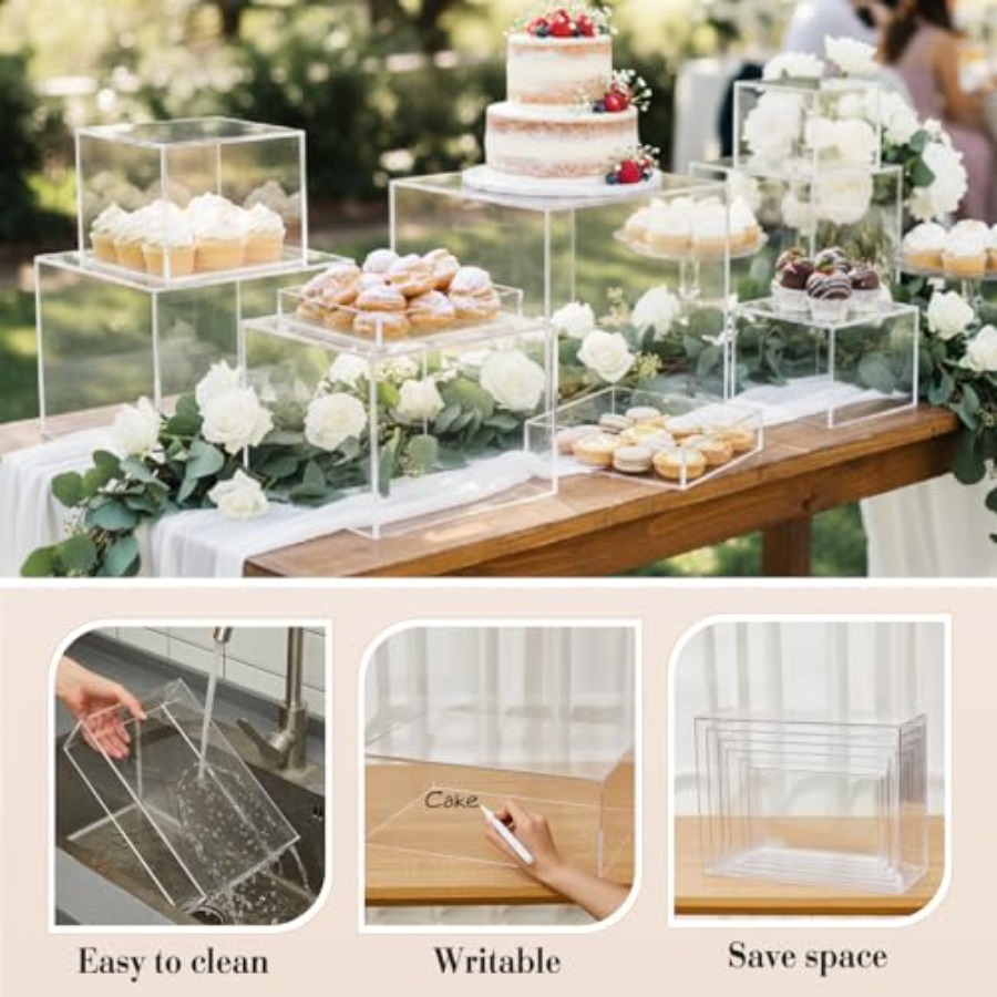 7 Pcs Set Alas Sajian Buffet E - Display Risers Set ulasan dan harga